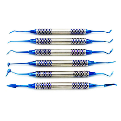 China Dental Composite Resin Filling Spatula Titanium Plated Head Resin Filler Kit of 6 pcs Blue Plasma Titanium Coated supplier