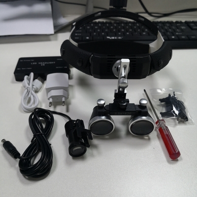 2.5X 3.5X 420mm Magnifying Glass / Headband Dental Loupes with LED Headlight / Surgical Binocular Loupes supplier