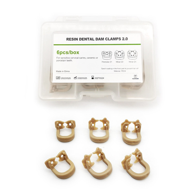 Resin Material Soft Dental Rubber Dam Clamps 6 Pieces Set Endodontic Instruments /Dental Resin Rubber Dam Clamps supplier