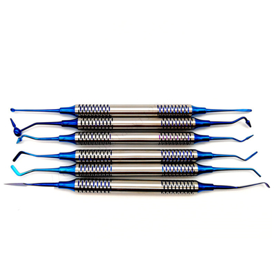 Dental Composite Resin Filling Spatula Titanium Plated Head Resin Filler Kit of 6 pcs Blue Plasma Titanium Coated supplier