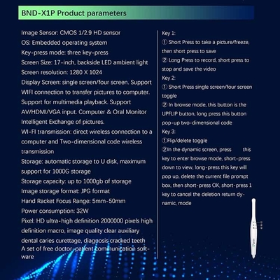 Dental Products Selling Dental Unit Equipment Dental WIFI Intraoral Camera with Monitor and Metal Holder supplier